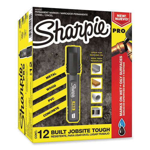 Pro Permanent Marker, Broad Chisel Tip, Black, Dozen [SKU: SAN2018326]