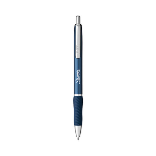 S-Gel Premium Metal Barrel Gel Pen, Retractable, Medium 0.7 mm, Black Ink, Blue Barrel, 4/Pack [SKU: SAN2153654]
