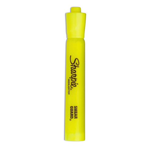 Tank Style Highlighters, Fluorescent Yellow Ink, Chisel Tip, Yellow Barrel, 4/Set [SKU: SAN25164PP]