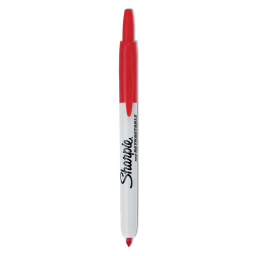 Retractable Permanent Marker, Fine Bullet Tip, Red [SKU: SAN32702]