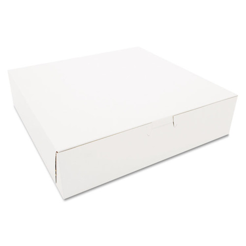 White One-Piece Non-Window Bakery Boxes, 10 x 10 x 2.5, White, Paper, 250/Carton [SKU: SCH0969]