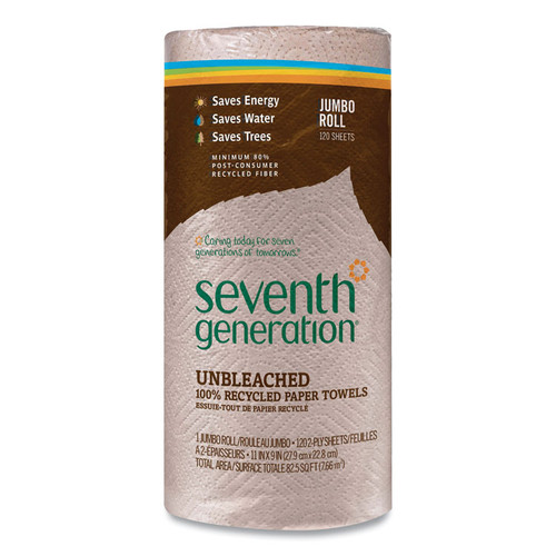 Natural Unbleached 100% Recycled Paper Kitchen Towel Rolls, 2-Ply, 11 x 9, 120 Sheets/Roll [SKU: SEV13720RL]