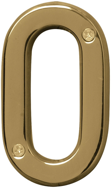 HY-KO Prestige Series BR-42PB/0 House Number, Character: 0, 4 in H Character, Brass Character, Solid Brass [SKU: ORG4430229]