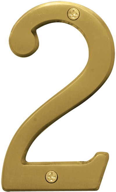 HY-KO Prestige Series BR-43BB/2 House Number, Character: 2, 4 in H Character, Brass Character, Brass [SKU: ORG0018564]
