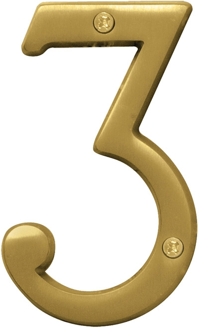 HY-KO Prestige Series BR-43BB/3 House Number, Character: 3, 4 in H Character, Brass Character, Brass [SKU: ORG6797195]