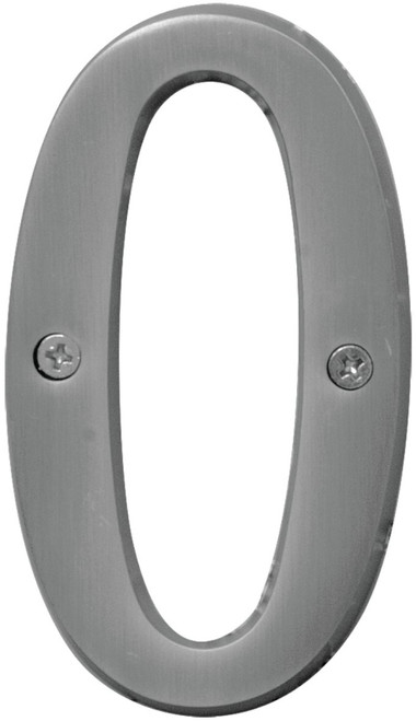 HY-KO Prestige Series BR-43SN/0 House Number, Character: 0, 4 in H Character, Nickel Character, Solid Brass [SKU: ORG1743640]