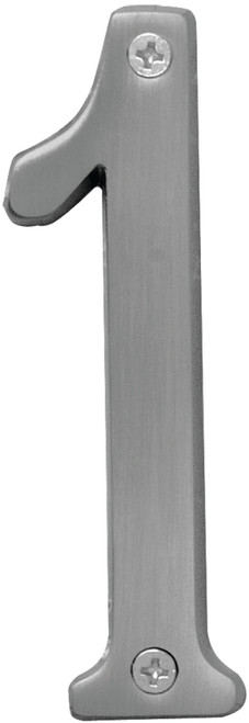 HY-KO Prestige Series BR-43SN/1 House Number, Character: 1, 4 in H Character, Nickel Character, Brass [SKU: ORG7944218]