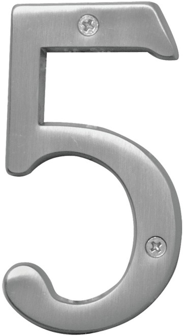 HY-KO Prestige Series BR-43SN/5 House Number, Character: 5, 4 in H Character, Nickel Character, Brass [SKU: ORG0992842]