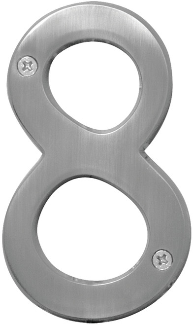 HY-KO Prestige Series BR-43SN/8 House Number, Character: 8, 4 in H Character, Nickel Character, Brass [SKU: ORG0419416]