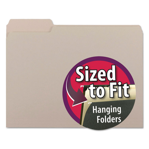 Interior File Folders, 1/3-Cut Tabs: Assorted, Letter Size, 0.75" Expansion, Gray, 100/Box [SKU: SMD10251]