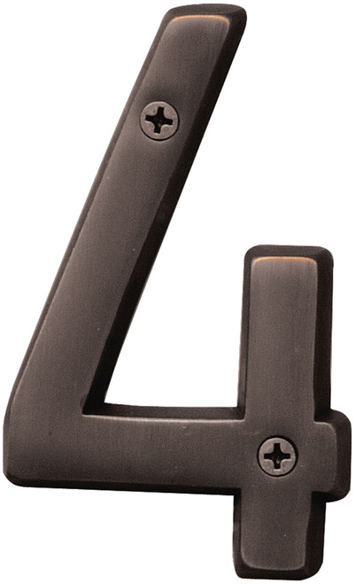 HY-KO Prestige Series BR-42OWB/4 House Number, Character: 4, 4 in H Character, Bronze Character, Solid Brass [SKU: ORG2953057]