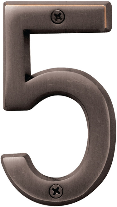 HY-KO Prestige Series BR-42OWB/5 House Number, Character: 5, 4 in H Character, Bronze Character, Solid Brass [SKU: ORG6763130]