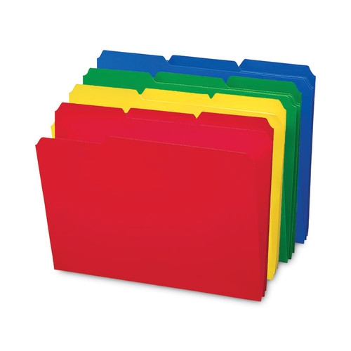 Top Tab Poly Colored File Folders, 1/3-Cut Tabs: Assorted, Letter Size, 0.75" Expansion, Assorted Colors, 24/Box [SKU: SMD10500]