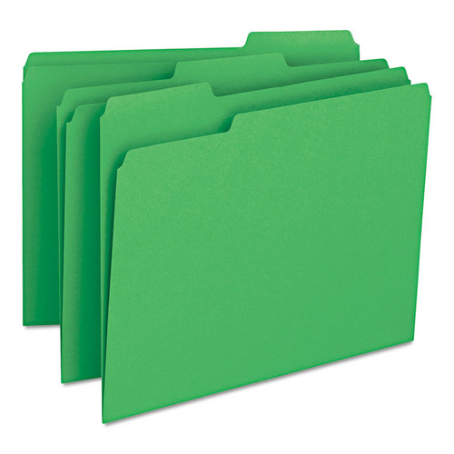 Colored File Folders, 1/3-Cut Tabs: Assorted, Letter Size, 0.75" Expansion, Green, 100/Box [SKU: SMD12143]