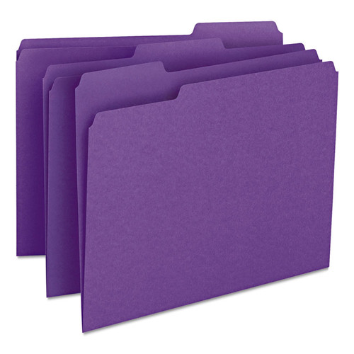 Colored File Folders, 1/3-Cut Tabs: Assorted, Letter Size, 0.75" Expansion, Purple, 100/Box [SKU: SMD13043]