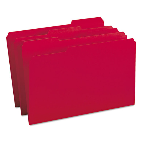 Colored File Folders, 1/3-Cut Tabs: Assorted, Legal Size, 0.75" Expansion, Red, 100/Box [SKU: SMD17743]