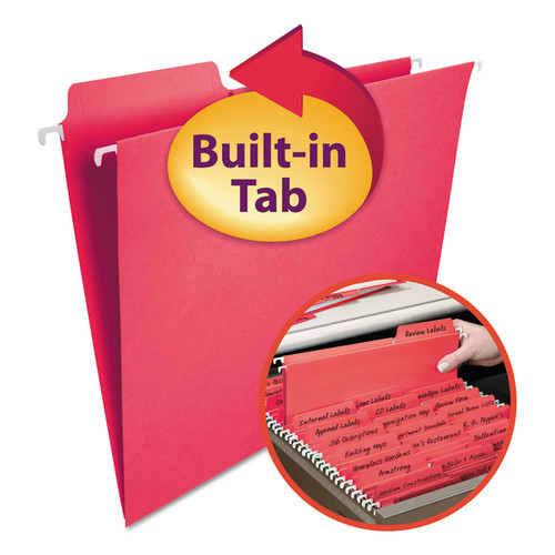 FasTab Hanging Folders, Letter Size, 1/3-Cut Tabs, Red, 20/Box [SKU: SMD64096]