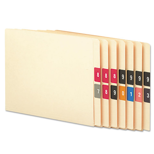 Numerical End Tab File Folder Labels, 0-9, 1.5 x 1.5, Assorted, 250/Roll, 10 Rolls/Box [SKU: SMD67430]