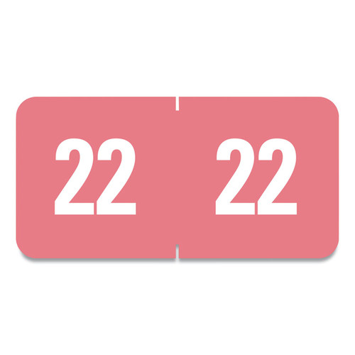 Yearly End Tab File Folder Labels, 22, 0.5 x 1, Pink, 25/Sheet, 10/Sheets per Resealable Pegboard Display Pack, 250/Pack [SKU: SMD67922]