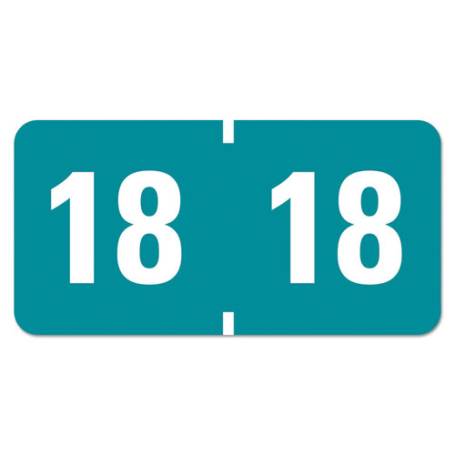 Yearly End Tab File Folder Labels, 18, 0.75 x 1.5, Teal, 500/Roll [SKU: SMD68318]