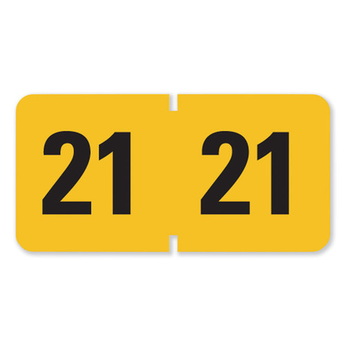 Year 2021 End Tab Folder Labels, 1.5 x 0.75, Yellow/Black, 500 Labels/Roll [SKU: SMD68321]
