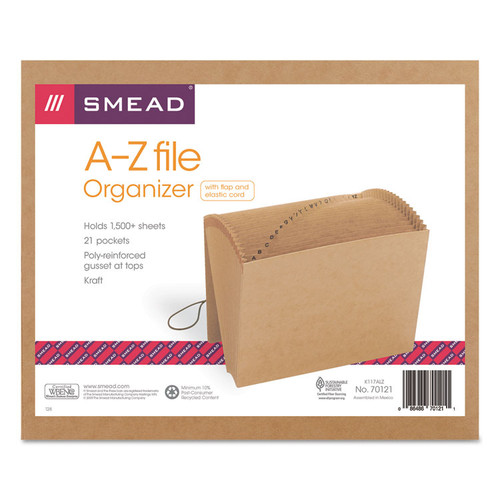 Indexed Expanding Kraft Files, 21 Sections, Elastic Cord Closure, 1/21-Cut Tabs, Letter Size, Kraft [SKU: SMD70121]