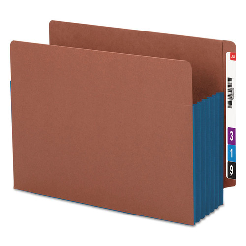 Redrope Drop-Front End Tab File Pockets, Fully Lined 6.5" High Gussets, 5.25" Expansion, Letter Size, Redrope/Blue, 10/Box [SKU: SMD73689]
