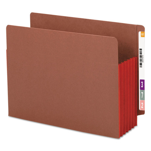 Redrope Drop-Front End Tab File Pockets, Fully Lined 6.5" High Gussets, 5.25" Expansion, Letter Size, Redrope/Red, 10/Box [SKU: SMD73696]