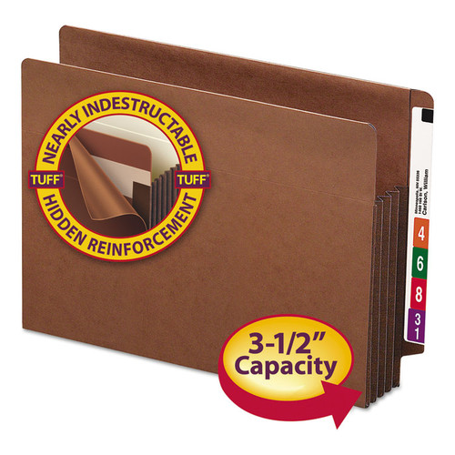 Heavy-Duty Redrope End Tab TUFF Pockets, 3.5" Expansion, Letter Size, Redrope, 10/Box [SKU: SMD73780]