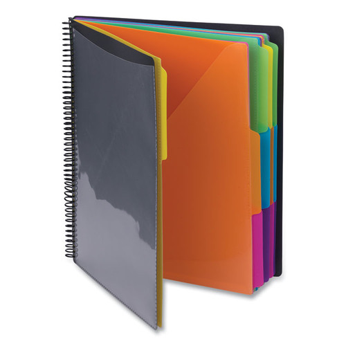 Poly Project Organizer, 24 Letter-Size Sleeves, Gray with Bright Pockets [SKU: SMD89206]