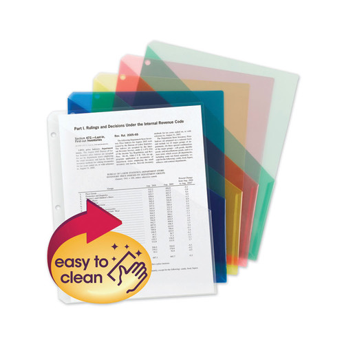 Organized Up Poly Slash Jackets, 2-Sections, Letter Size, Assorted Colors, 5/Pack [SKU: SMD89505]