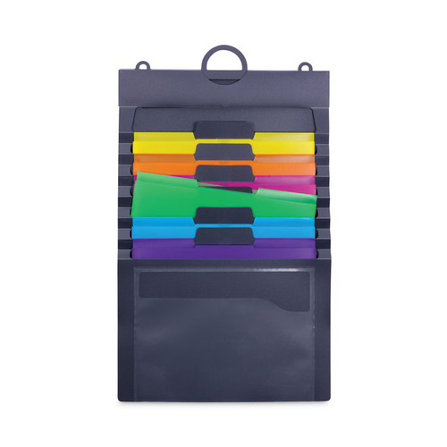 Cascading Wall Organizer, 6 Sections, Letter Size, 14.25 x 24.25, Gray, Neon Green, Neon Orange, Neon Pink, Purple, Yellow [SKU: SMD92060]