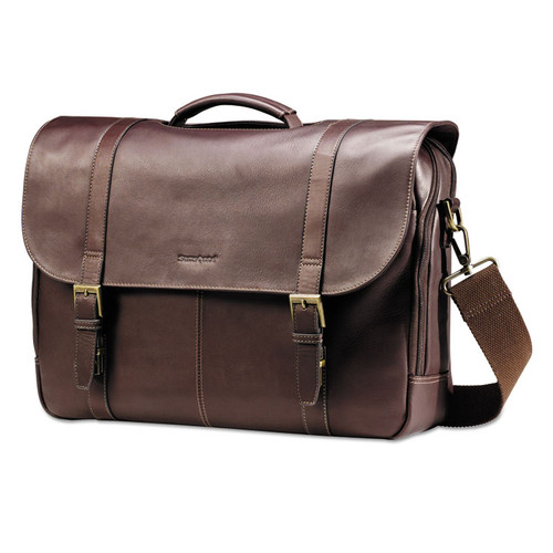 Leather Flapover Case, Fits Devices Up to 15.6", Leather, 16 x 6 x 13, Brown [SKU: SML457981139]