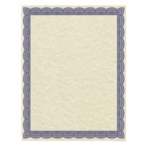 Parchment Certificates, Traditional, 8.5 x 11, Ivory with Blue Border, 50/Pack [SKU: SOU91342]