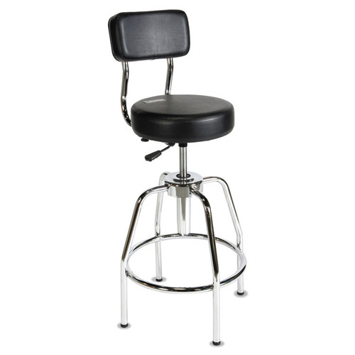 Heavy-Duty Shop Stool, Supports Up to 300 lb, 29" to 34" Seat Height, Black Seat/Back, Chrome Base [SKU: SSX3010002]