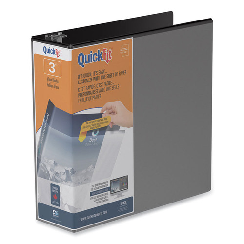 QuickFit D-Ring View Binder, 3 Rings, 2" Capacity, 11 x 8.5, Black [SKU: STW87031]