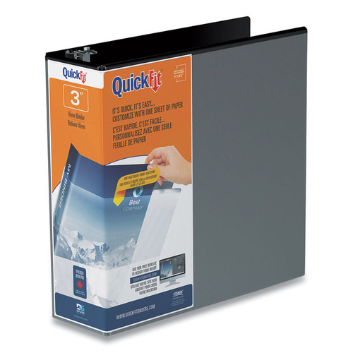 QuickFit D-Ring View Binder, 3 Rings, 3" Capacity, 11 x 8.5, Black [SKU: STW88051]