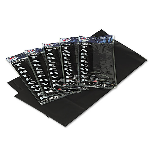 Table Set Rectangular Table Covers, Heavyweight Plastic, 54" x 108", Black, 6/Pack [SKU: TBL549BK]