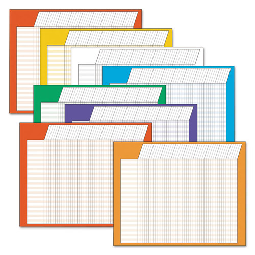 Jumbo Horizontal Incentive Chart Pack, 28 x 22, Assorted Colors with Assorted Borders, 8/Pack [SKU: TEPT73902]