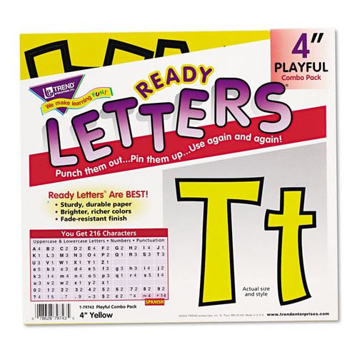 Ready Letters Playful Combo Set, Yellow, 4"h, 216/Set [SKU: TEPT79743]