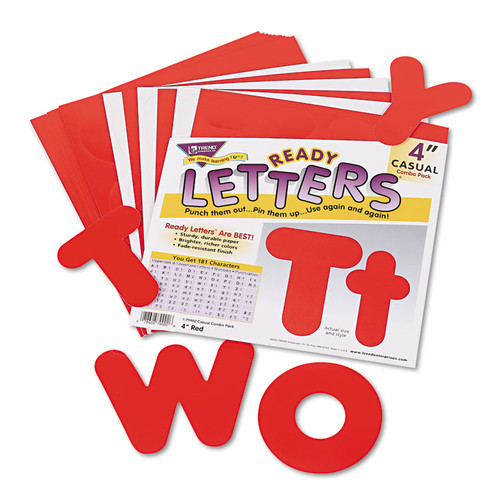 Ready Letters Casual Combo Set, Red, 4"h, 182/Set [SKU: TEPT79902]
