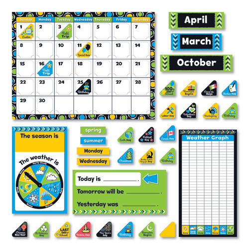 Bold Strokes Calendar Bulletin Board Set, 18.25" x 31", Assorted Colors, 106 Pieces [SKU: TEPT8390]