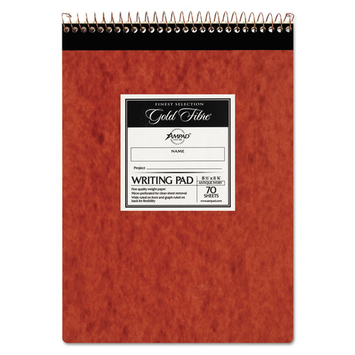Gold Fibre Retro Wirebound Writing Pads, Wide/Legal Rule, Red Cover, 70 Antique Ivory 8.5 x 11.75 Sheets [SKU: TOP20008R]
