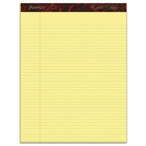 Gold Fibre Quality Writing Pads, Narrow Rule, 50 Canary-Yellow 8.5 x 11.75 Sheets, Dozen [SKU: TOP20022]