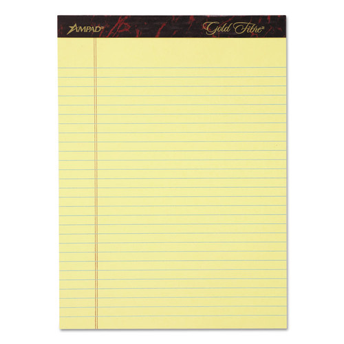 Gold Fibre Writing Pads, Wide/Legal Rule, 50 Canary-Yellow 8.5 x 11.75 Sheets, 4/Pack [SKU: TOP20032]