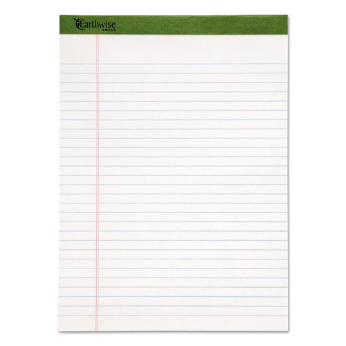 Earthwise by Ampad Recycled Writing Pad, Wide/Legal Rule, Politex Green Headband, 50 White 8.5 x 11.75 Sheets, Dozen [SKU: TOP20172]