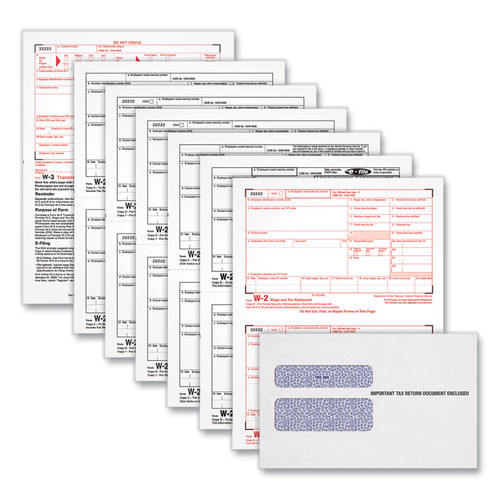 W-2 Tax Forms Kit, Fiscal Year: 2022, Six-Part Carbonless, 8.5 x 5.5, 2 Forms/Sheet, 24 Forms Total [SKU: TOP22904KIT]