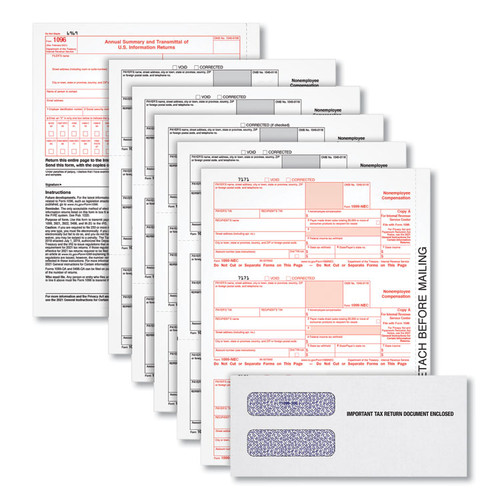 Five-Part 1099-NEC Online Tax Kit, Fiscal Year: 2022, Five-Part Carbonless, 8.5 x 3.5, 3 Forms/Sheet, 24 Forms Total [SKU: TOP22905KITNEC]
