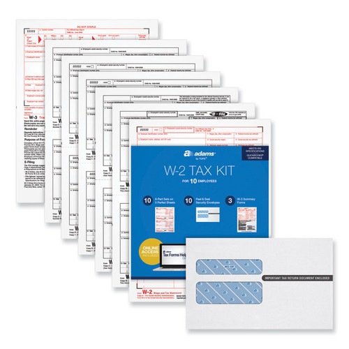 6-Part W-2 Online Tax Kit, Fiscal Year: 2022, Six-Part Carbonless, 8 x 5.5, 2 Forms/Sheet, 10 Forms Total [SKU: TOP22908KIT]