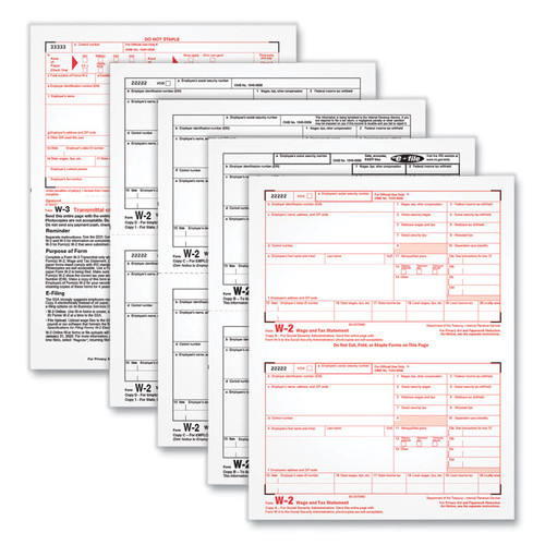 W-2 Tax Form for Inkjet/Laser Printers, Fiscal Year: 2022, Four-Part Carbonless, 8.5 x 5.5, 2 Forms/Sheet, 50 Forms Total [SKU: TOP22990]